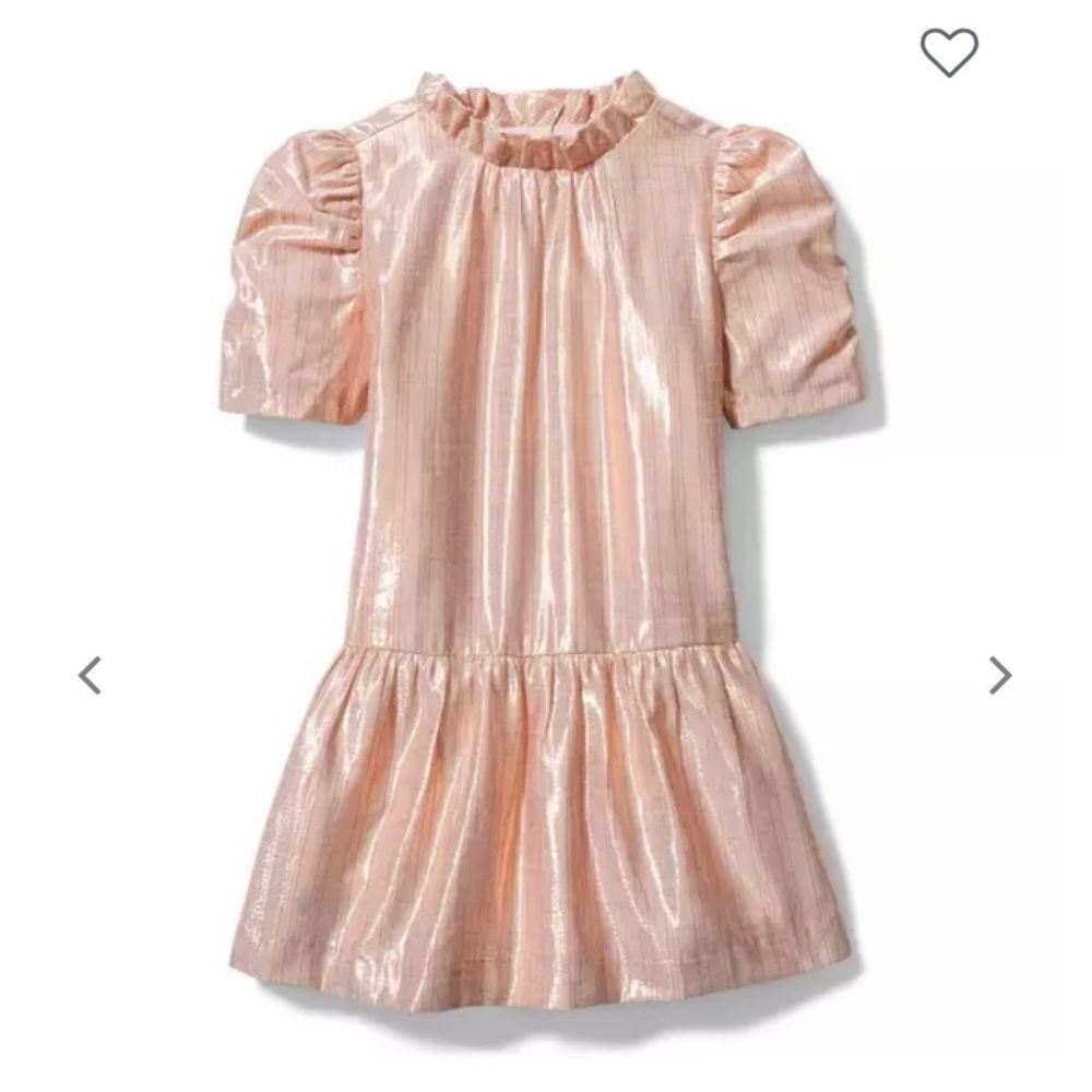 Janie and Jack Baby Girl’s Striped Pink Metallic Dropwaist Dress Sz 12-18 Month